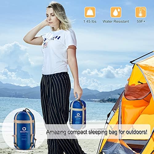 ECOOPRO Warm Weather Sleeping Bag - Portable, Waterproof, Compact Lightweight, Comfort with Compression Sack - Great for Outdoor Camping, Backpacking & Hiking-83 L x 30" W Fits Adults - Image 6