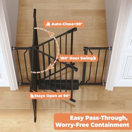 34" Tall Baby Gate No Drilling, Auto Close Dog Gate Indoor, Black - Image 4