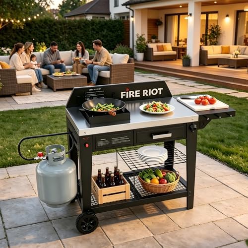 50,000BTU Outdoor Wok Station with Wheels,12.59” Steel Wok, Storage Drawer - Image 6