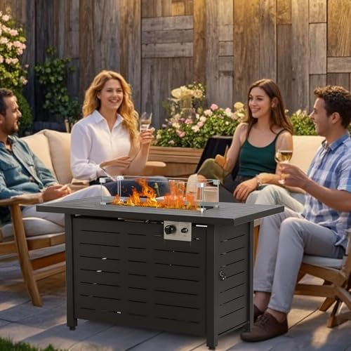 LOUVIXA 8 Piece Outdoor Patio Furniture Set, Outdoor Sectional Sofa with Firepit Table, Wicker Rattan Patio Furniture, Patio Conversation Set with Coffee Table & Cushions - Image 5