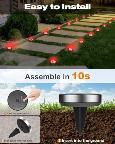 btfarm 16 Pack Solar Lights Outdoor Waterproof, 8 LED Solar Ground Lights - Image 4