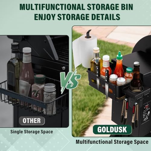 Goldusk Storage Bin for Traeger Grills with Paper Towel Holder and Drink Holder Accessories Outdoor Grill for Traeger Ironwood 650/885, PRO 575/780/34/22, for Pit boss, for Z-Grills Smoker Accessories - Image 4