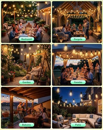 Outdoor String Lights Patio Light - 150Ft Outside Waterproof Edison Bulbs - Image 5