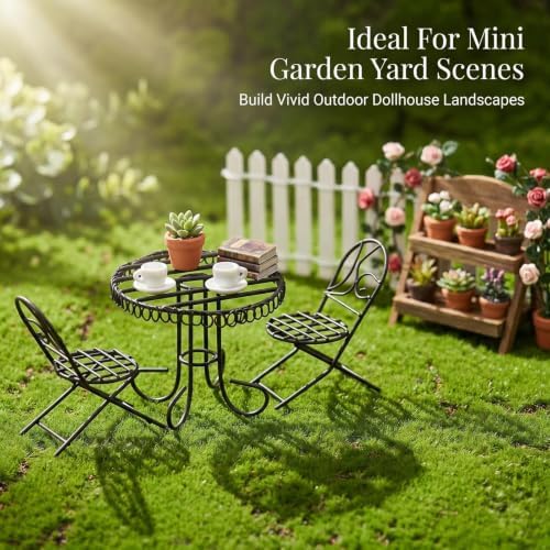 3 Pcs Miniature Bistro Table Chairs Set 1 12 Scale Dollhouse Accessories - Image 4