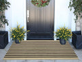 Black and Tan Striped Outdoor Rug 2'x4',Washable Front Porch Door Mat by BUAGETUP