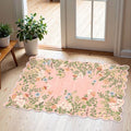 Front Door Mat Indoor Outside Entrance - 2x3 Ft Pink Floral Rug by Othilic