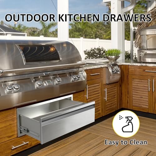 Outdoor Kitchen Drawers 30" W x 10"H Flush Mount BBQ Single Drawers with Divider,Stainless Steel Built-in Drawer for Outdoor Kitchen Island Patio Grill Station - Image 5