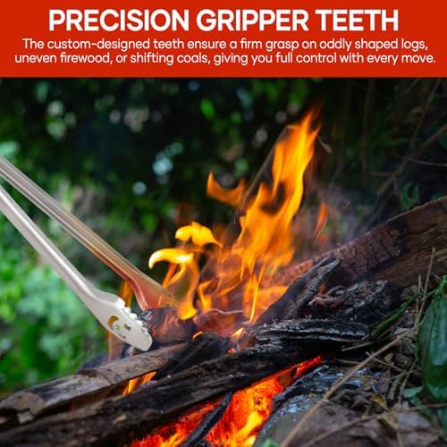 XUDAKAIXIN Fire Pit Tongs 32-inch Super Long for Loading Wood,BBQ with Extended Luxurious Acacia Handle for Fire Pits, Fire Rings,Campfires, and Fireplaces, Outdoor or Indoor ﻿ - Image 3