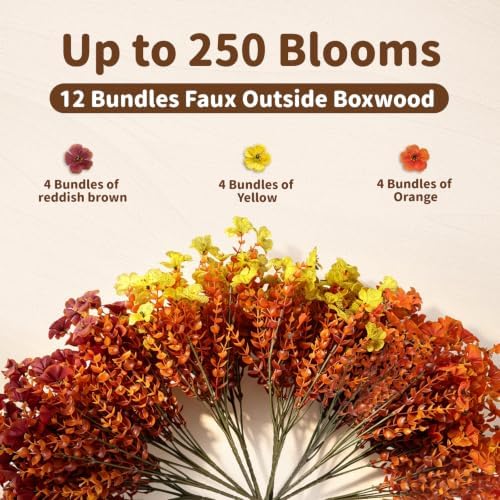 Artificial Flowers Outdoor, UV Resistant Faux Plants, Fall Decor,12 Bundles - Image 5