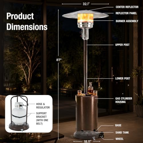 Sweetcrispy 48,000 BTU Patio Heaters for Outdoor Use with Sandbox Wheels - Image 2