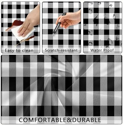 Picnic Table Cover with Bench Covers, Black and White Checkered Waterproof and Windproof, Fitted Tablecloth Cover with Elastic Edge, for Outdoor, Garden, Camping, 3 Pieces Set, 30x60 Inch - Image 4