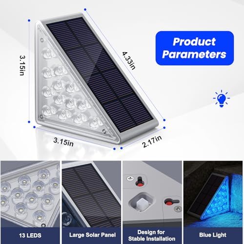 NIORSUN Solar Step Lights,6 Pack Blue LED Outdoor Step Lights, Stair Lights Outdoor for Patio, Fence, Yard, Walkway, Solar Powered Auto On/Off, IP67 Waterproof, Easy Install - Image 4
