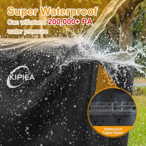 Kipiea 600D Heavy Duty Pellet Grill Cover for Weber Searwood XL 600 & Smoque XL, Waterproof Wood Pellet Smoker Cover with Windproof Buckles, UV Resistant, No Tear, No Fading - Image 3