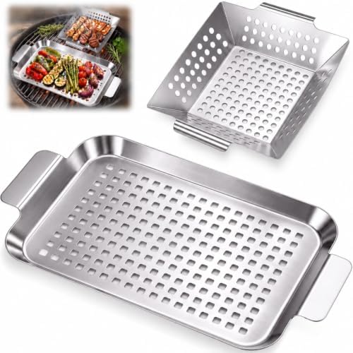 Grill Accessories Outdoor Grill Baskets Topper Trays, 2 Pack by Unknown