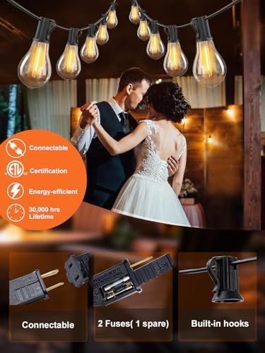 Outdoor String Lights 100FT Patio Lights Waterproof for Backyard Porch Deck - Image 5
