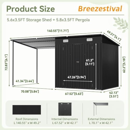 6x4FT Outdoor Storage Shed & Hardtop Gazebo Combo - Image 2