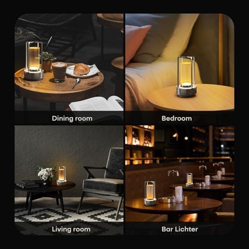 Rechargeable Cordless Small Metal Table Lamp, Stepless Dimming, 3-Color - Image 4