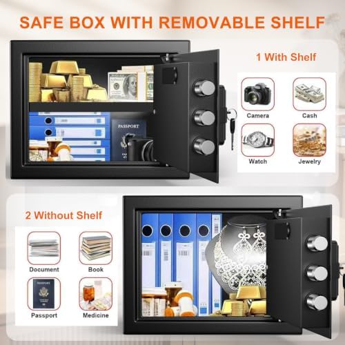 1.2 Cu Ft Small Safe Box for Home with Digital Keypad and Key Lock - Image 3