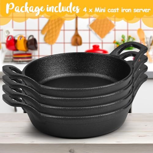 Ziliny 4 Pack Mini Cast Iron Skillets 6.3 x 6.3 x 1.5 Inch Pan Ramekin Set - Image 3