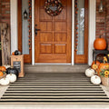 Fall Front Door Mat 3'x5', Cotton Woven Washable Striped Outdoor Rug by Sungea