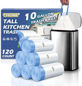 Kitchen 10 Gallon Trash Bag Drawstring,1.2 Mil,Unscented,120 Count by TFORING%C2%AE