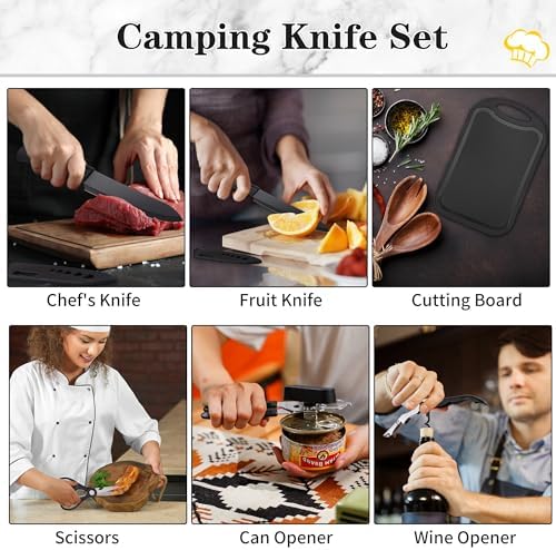 Camping Essentials Cookware Cooking Utensils Set - Portable Camp Kitchen Mess Kit Outdoor Accessories, Stainless Steel & Silicone, Camping Gear Equipment for RV Picnic Grill,Brown Pro - Image 4
