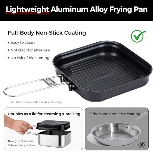 ALOCS Camping Cookware Set, Stainless Steel Pot, 7-inch Non-Stick Pan, Portable Kettle, Outdoor Cooking System with Carry Bag for Kitchen, Picnic, Hiking, Backpacking,Fishing and Campfire - Image 3
