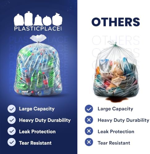 Plasticplace 65 gallon Trash Bags │ 1.5 Mil │ Clear Heavy Duty Garbage Can Liners │ 50” x 48” (50Count) - Image 6