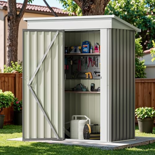 Devoko 5x3 FT Outdoor Storage Shed, Gray - Image 2