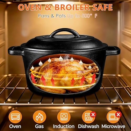 Cast Iron Set 6 Piece, PFAS-Free, Pre-Seasoned Pots and Pans Set - Image 4