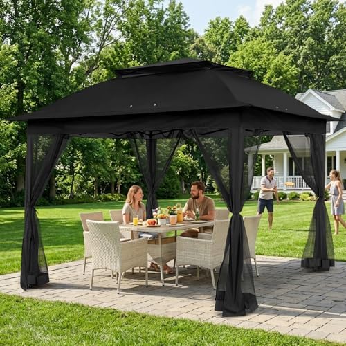 COOS BAY 11x11 Pop Up Gazebo with Netting, Canopy Tent, Black - Image 5