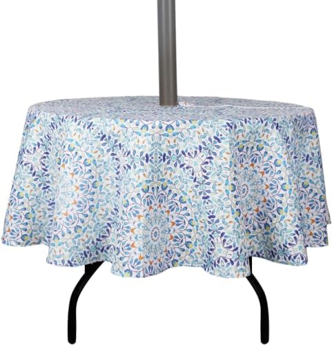 EHouseHome Outdoor and Indoor 70inch Round Tablecloth with Umbrella Hole and Zipper, Waterproof Zippered Patio Table Cloths, Spring/Summer Table Covers for Backyard Circular Table/BBQs/Picnic by EHouseHome