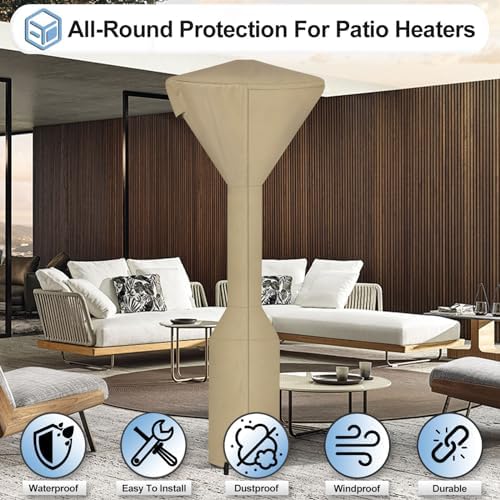 OutdoorLines Waterproof Patio Heater Covers with Zipper and Storage Bag, - Image 4