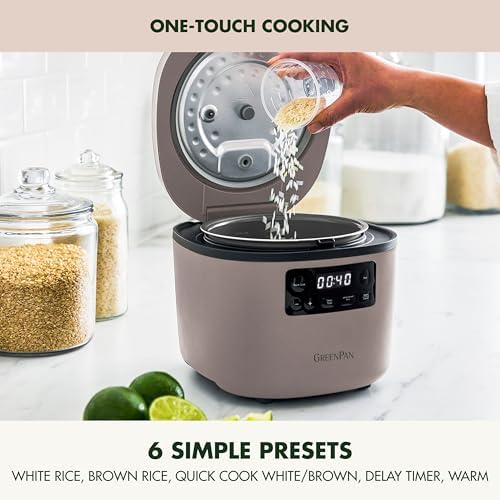GreenPan Advanced Rice Cooker, 4-Cups Uncooked/8-Cups Cooked, Clay - Image 3