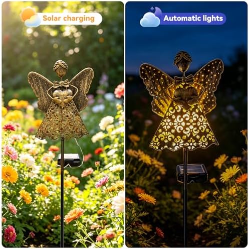 SRNPMIU Angel Solar Lights Outdoor Decor, Solar Angel Garden Decorations - Image 3