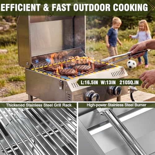 Bestfire 2-Burner Tabletop Propane Gas Grill, Dual Connections, 20,000 BTU Stainless Steel Portable Grill, Fits Large Gas Cylinders/Small Canisters, for Camping, RV, Outdoor BBQ - Image 7