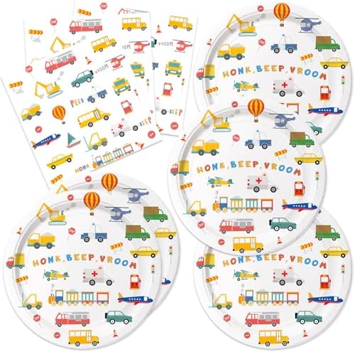 40pcs Engineering Vehicle Birthday Party Supplies Truck Birthday Plates Napkins for Kid Boys 2th Birthday Transportation Party Decoration Supplies,Suitable for 20 Guests by Unknown