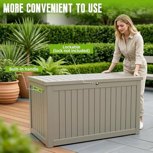 DRATO 310 Gallon Deck Boxes Outdoor Waterproof, Large Lockable Storage Box - Image 2