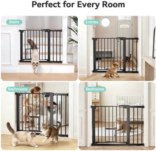 COMOMY Auto Close Pet Gate with Cat Door, 29.5"-40.5" Dog Gate for House - Image 6