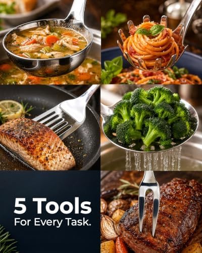 Zulay Kitchen Stainless Steel 5 Piece Cooking Utensil Set - Image 6