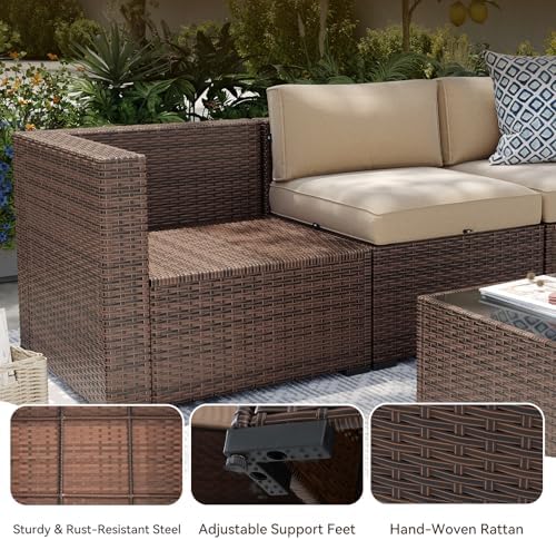 Aoxun Patio Furniture Sets, 10-Piece Outdoor Patio Furniture with Thick Cushions, Wicker Outdoor Conversation Set Sectional Sofa for Backyard, Poolside, Garden - Image 6