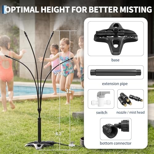 Garvee Outdoor Standing Mister with 4 Adjustable Mist Heads, Freestanding - Image 4