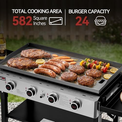 Royal Gourmet GB4001F 4-Burner Propane Griddle for Outdoor, Folding Shelves - Image 5