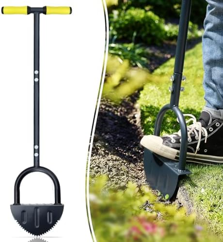 Colwelt Saw-Tooth Edger Lawn Tool, Half Moon Lawn Edger with T-Grip, Sidewalk Grass Long Handled Step Edger, 38-Inch by Colwelt