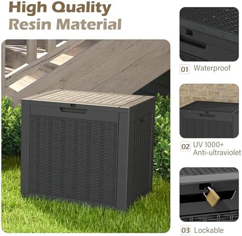 Outdoor Storage Waterproof Deck Box for Patio (35 Gallon, Black) - Image 4