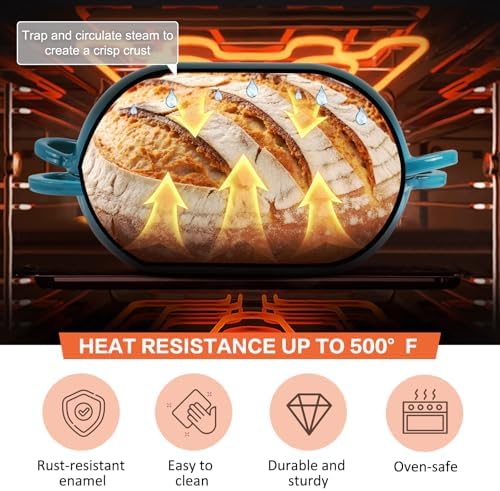 5 QT Enameled Cast Iron Sourdough Bread Oven, Loaf Pan with Lid - Image 4
