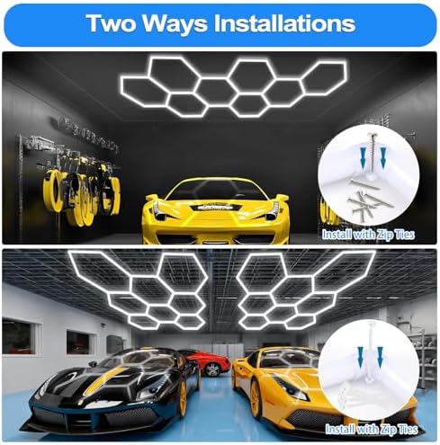 LZHOME Hexagon LED Garage Light: Super Bright 40000LM Honeycomb Garage Light, 8 Hex DIY Hexagon Led Lights for Gym Basement Hair Salon - Image 6