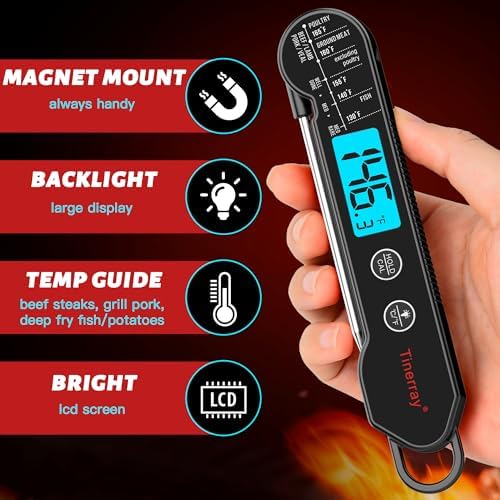Professional Digital Meat Thermometer Instant Read Waterproof – Folding Probe Food Thermometer with Backlight & Calibration, Fast Read for BBQ, Grill, Deep Fry, Liquids, Gift for Chef (Black) - Image 6