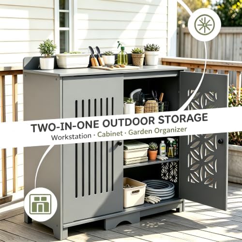 Outvita Outdoor Storage Cabinet PVC 2-in-1 Workstation - Image 2