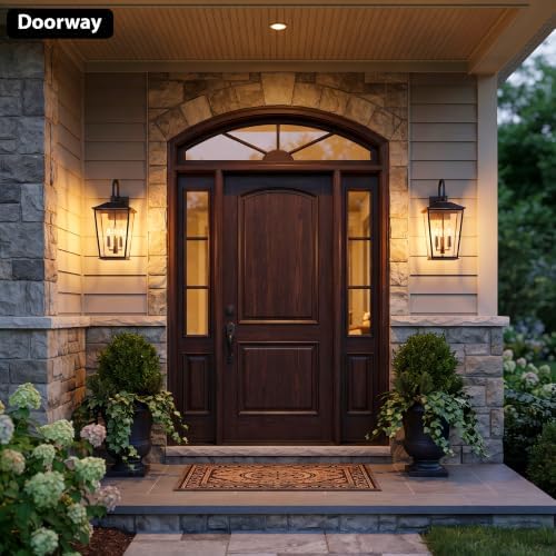 Kalium Modern Outdoor Wall Sconce Fixture 20 1/2", Matte Black, 3-Light Exterior Wall Mount Lighting with Clear Glass Panels for House Porch Patio Outside Deck Garage Yard Front Door Garden Home - Image 2